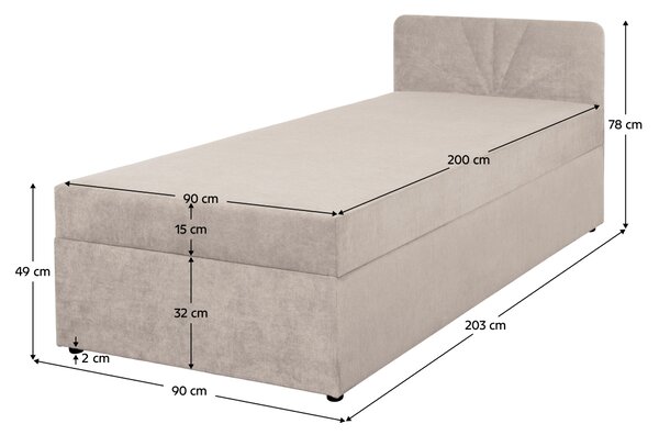 KONDELA Boxspringová postel, jednolůžko, béžová, 90x200, univerzální, SUPA