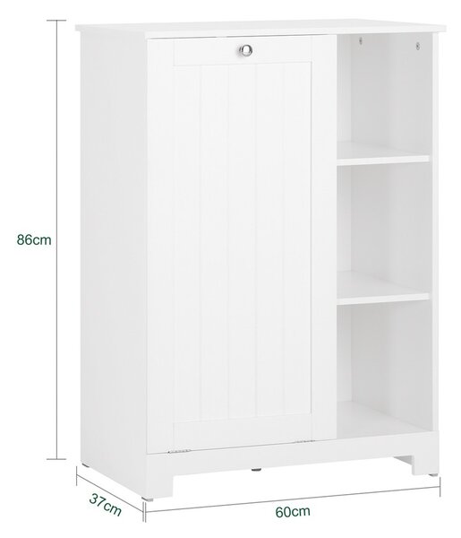 Sobuy Bzr105-W Prádelní Skříň S Výklopným Sáčkem Na Prádlo Koš Na Prádlo Koupelnová Skříňka Bílá 60X86X37Cm