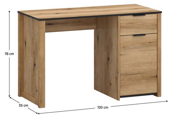 KONDELA PC stůl 1D1S/120, dub evoke, HELIO