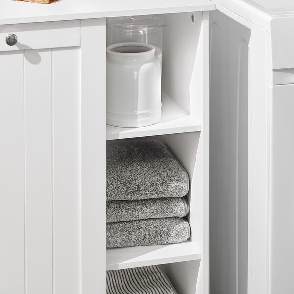 Sobuy Bzr105-W Prádelní Skříň S Výklopným Sáčkem Na Prádlo Koš Na Prádlo Koupelnová Skříňka Bílá 60X86X37Cm