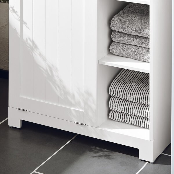 Sobuy Bzr105-W Prádelní Skříň S Výklopným Sáčkem Na Prádlo Koš Na Prádlo Koupelnová Skříňka Bílá 60X86X37Cm