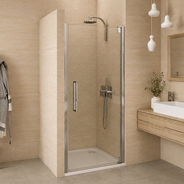 Jednokřídlé sprchové dveře HANS pro instalaci do niky 80 cm Brillant Sklo TRANSPARENT 200 cm