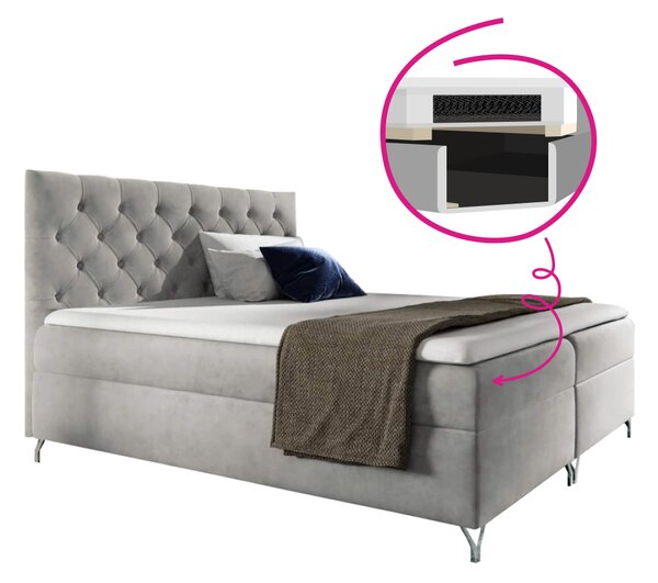 KONDELA Boxspringová postel, 120x200, světle šedá látka Velvet, GULIETTE + dárek
