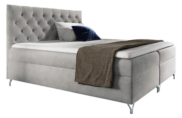 KONDELA Boxspringová postel, 120x200, světle šedá látka Velvet, GULIETTE + dárek