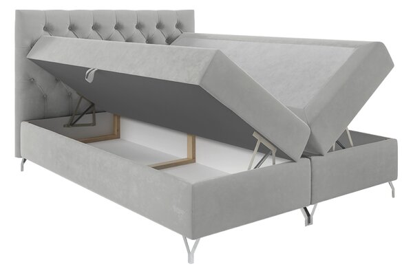 KONDELA Boxspringová postel, 120x200, světle šedá látka Velvet, GULIETTE + dárek