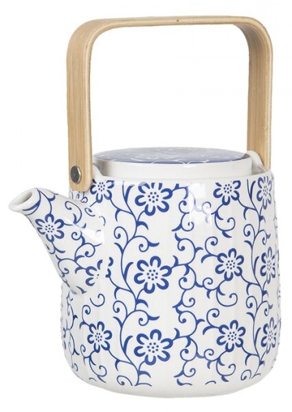 Porcelánová konvička na čaj s modrými květy – 20 cm / 800 ml