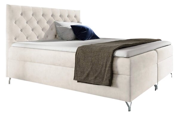KONDELA Boxspringová postel, 180x200, bílá látka Velvet, GULIETTE + dárek