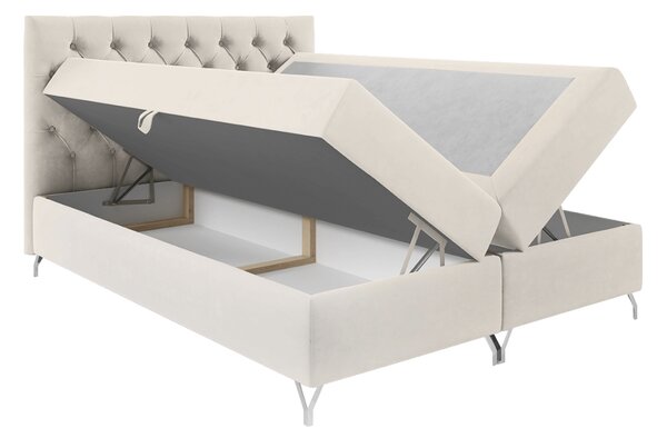 KONDELA Boxspringová postel, 180x200, bílá látka Velvet, GULIETTE + dárek