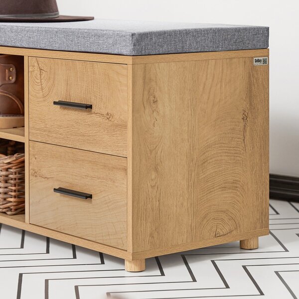 Sobuy Fsr148-N Lavička Na Boty Lavice S Úložným Prostorem Botník Lavice Do Předsíně Přírodní 110X47X35Cm