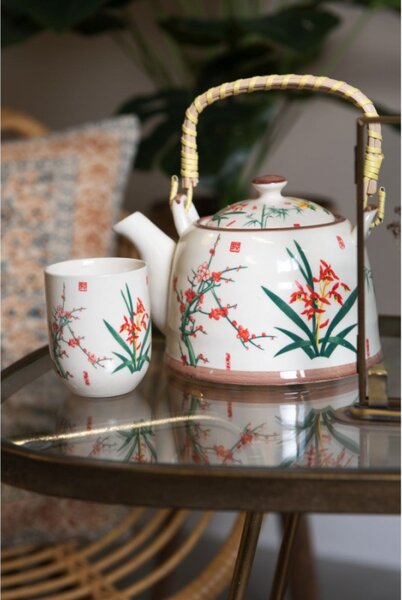 Porcelánový kalíšek na čaj s japonskými květy – 100 ml