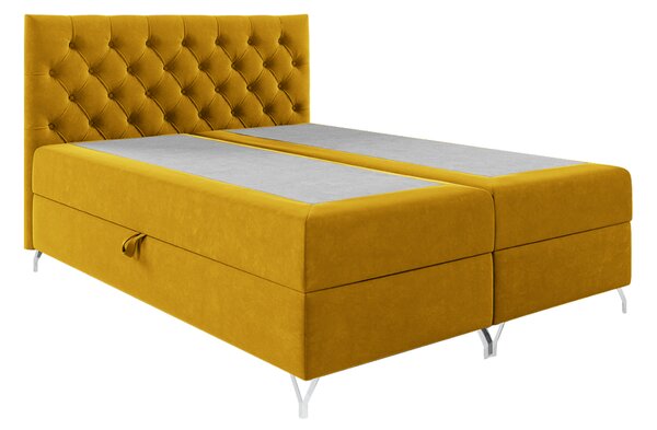 KONDELA Boxspringová postel, 200x200, žlutá látka Velvet, GULIETTE + dárek