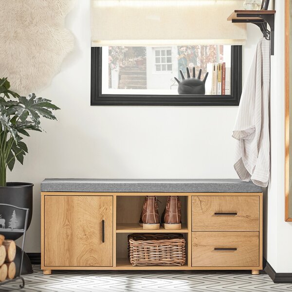Sobuy Fsr148-N Lavička Na Boty Lavice S Úložným Prostorem Botník Lavice Do Předsíně Přírodní 110X47X35Cm