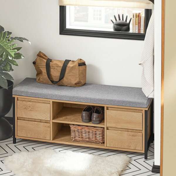Sobuy Fsr149-N Botník S Lavicí Lavice S Úložným Prostorem Předsíňová Lavice Přírodní-Černá 110X45X35Cm