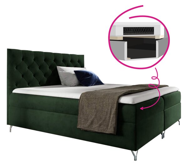 KONDELA Boxspringová postel, 160x200, zelená látka Velvet, GULIETTE + dárek