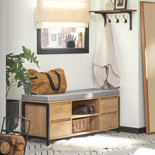 Sobuy Fsr149-N Botník S Lavicí Lavice S Úložným Prostorem Předsíňová Lavice Přírodní-Černá 110X45X35Cm