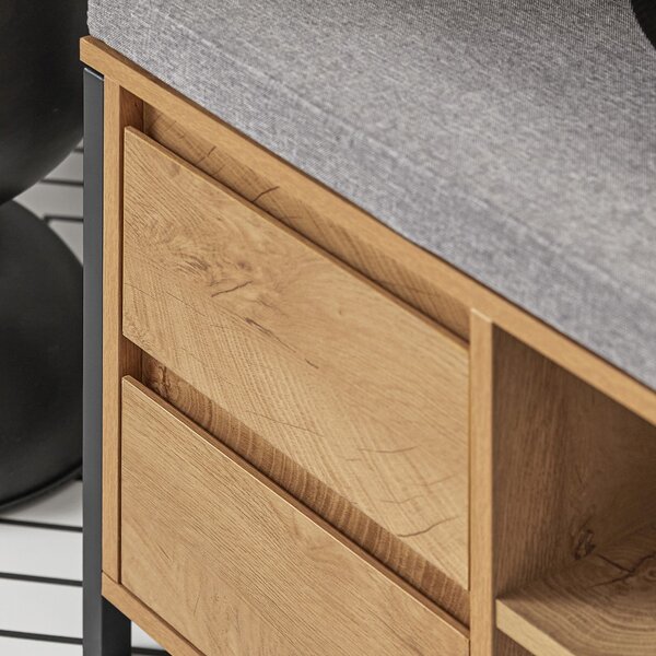 Sobuy Fsr149-N Botník S Lavicí Lavice S Úložným Prostorem Předsíňová Lavice Přírodní-Černá 110X45X35Cm
