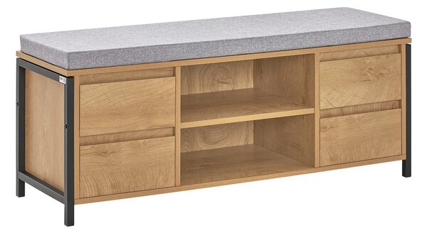 Sobuy Fsr149-N Botník S Lavicí Lavice S Úložným Prostorem Předsíňová Lavice Přírodní-Černá 110X45X35Cm