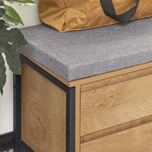 Sobuy Fsr149-N Botník S Lavicí Lavice S Úložným Prostorem Předsíňová Lavice Přírodní-Černá 110X45X35Cm