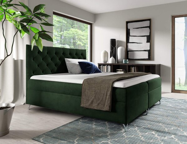 KONDELA Boxspringová postel, 160x200, zelená látka Velvet, GULIETTE + dárek