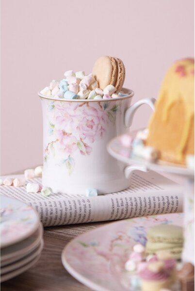 Porcelánový hrnek s růžovými květy Rosa – 414 ml