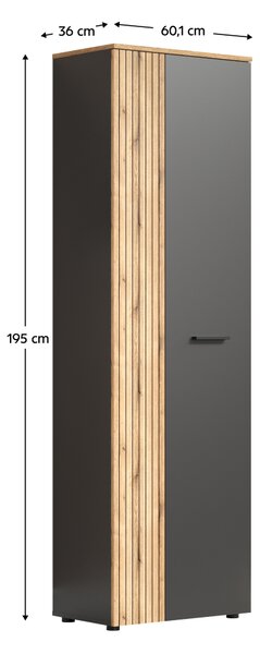 KONDELA Skříň, dvoudveřová, grafit/dub evoke, ESENA 2D/40