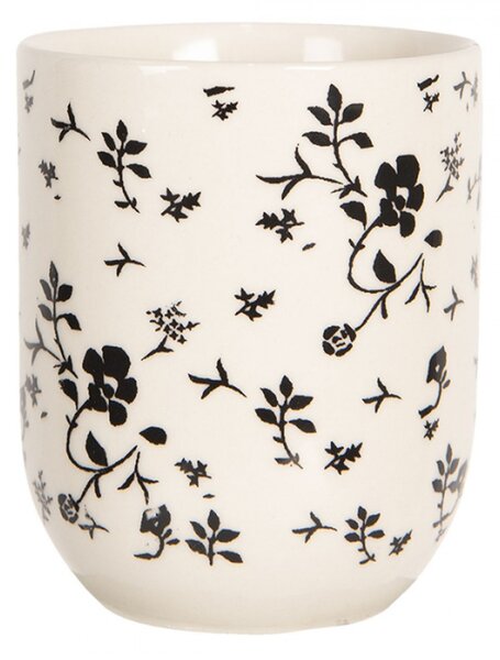 Porcelánový kalíšek na čaj s černými kvítky – 100 ml