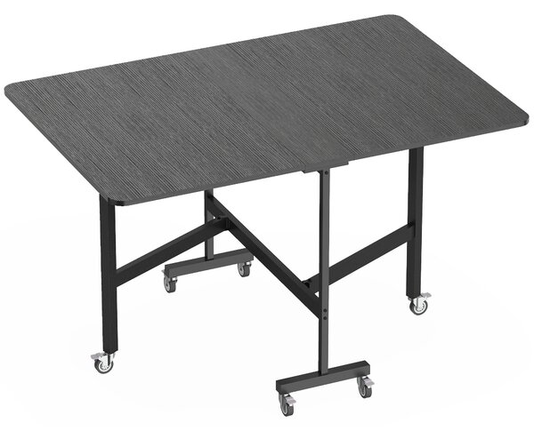 HOMCOM skládací jídelní stůl pro 4–6 osob s kolečky a sklápěcími deskami, černý, 120×80×73 cm | Aosom