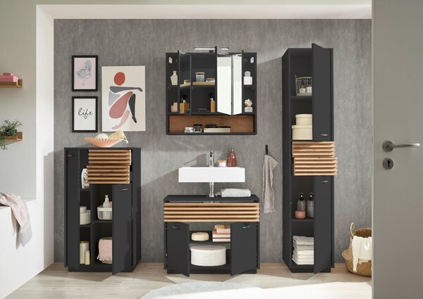 MIDI SKŘÍŇKA, antracitová, barvy dubu, 60/106/35 cm home24 - Koupelnové série, Online Only