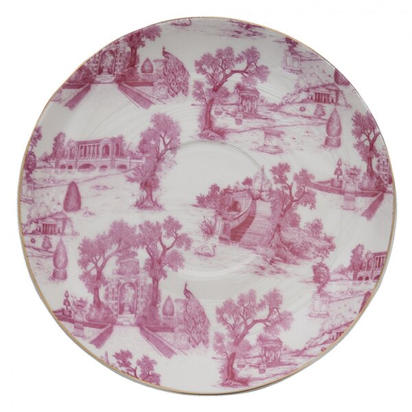 Bílo-růžový porcelánový šálek s podšálkem ok – 12x10x6 cm