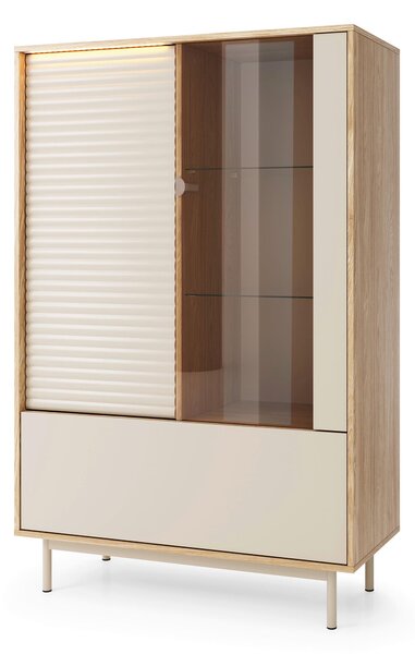 VITRÍNA, dub, barvy dubu, kašmírová, 100,1/152,1/40 cm Milino - Kredence a vitríny, Online Only