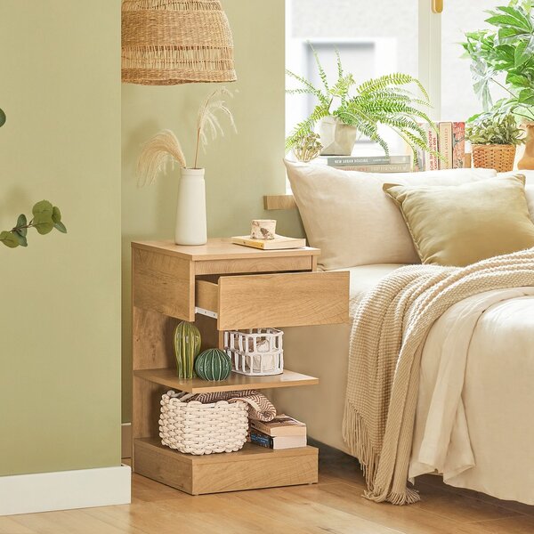 Sobuy Fbt49-N Odkládací Stolek Noční Stolek Přírodní 39X65X39Cm