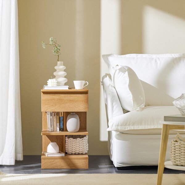 Sobuy Fbt49-N Odkládací Stolek Noční Stolek Přírodní 39X65X39Cm
