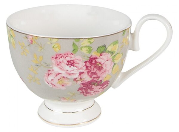 Porcelánový šálek s podšálkem Flowers – 12x8x7 cm