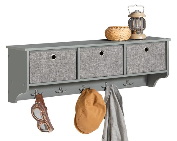 Sobuy Frg282-Hg Nástěnný Věšák Na Kabáty Závěsná Police Světle Šedá 100X30X20Cm