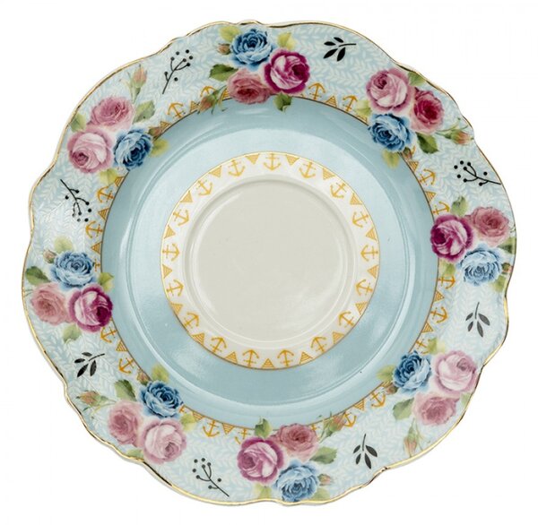 Porcelánový šálek s podšálek Blue Garden – 12x9x7 cm