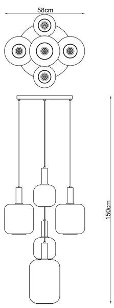 ZÁVĚSNÉ SVÍTIDLO, 58/150/53 cm Dieter Knoll - Závěsná světla