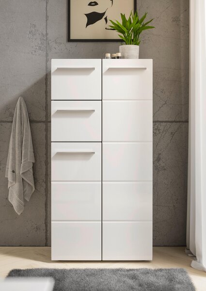 MIDI SKŘÍŇKA, antracitová, vysoce lesklá bílá, 60/121/31 cm Xora - Koupelnové série, Online Only