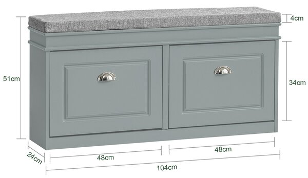 Sobuy Fsr64-Hg Sedák Lavice S Podsedákem Lavice Na Boty Světle Šedá 104X51X24Cm