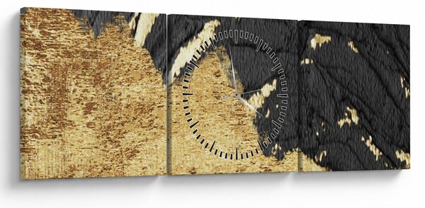 Obraz - Zlatá struktura N⁰1 (s hodinami) (90x30 cm)