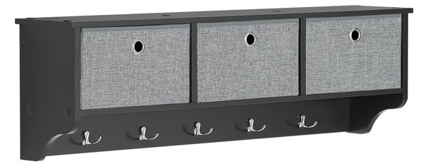 Sobuy Frg282-Sch Nástěnný Věšák Na Kabáty Závěsná Police Černá 100X30X20Cm