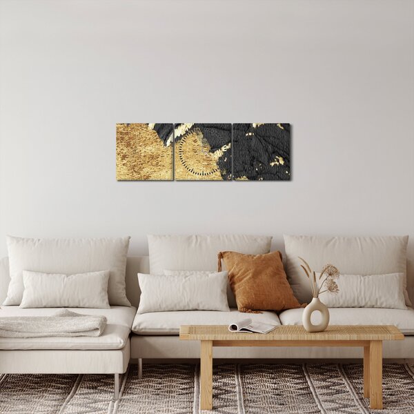 Obraz - Zlatá struktura N⁰1 (s hodinami) (90x30 cm)