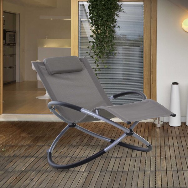 Outsunny Moderní design houpací křeslo pro vnitřní a vnější použití Texteline 154x80x84cm Šedé | Aosom