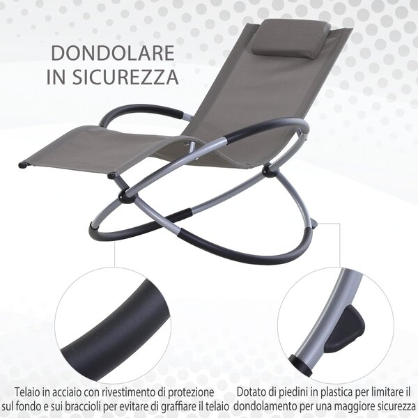 Outsunny Moderní design houpací křeslo pro vnitřní a vnější použití Texteline 154x80x84cm Šedé | Aosom