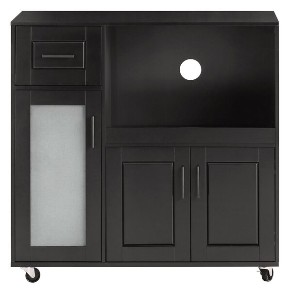 Sobuy Fsb78-Sch Příborník Kuchyňský Vozík Skříňka Do Mikrovlnky Kuchyňská Skříňka Černá 88,5X89X40Cm