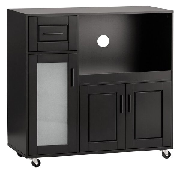 Sobuy Fsb78-Sch Příborník Kuchyňský Vozík Skříňka Do Mikrovlnky Kuchyňská Skříňka Černá 88,5X89X40Cm