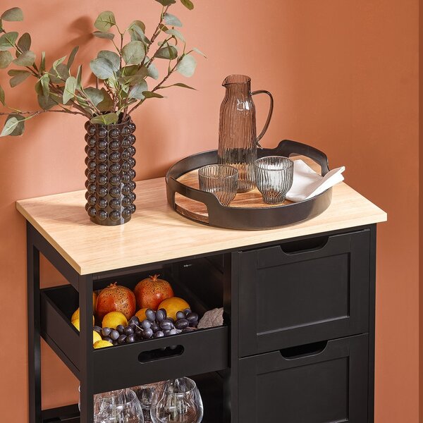 Sobuy Fkw79-Sch Kuchyňský Vozík Servírovací Vozík Černý 67 X 84,5 X 37 Cm