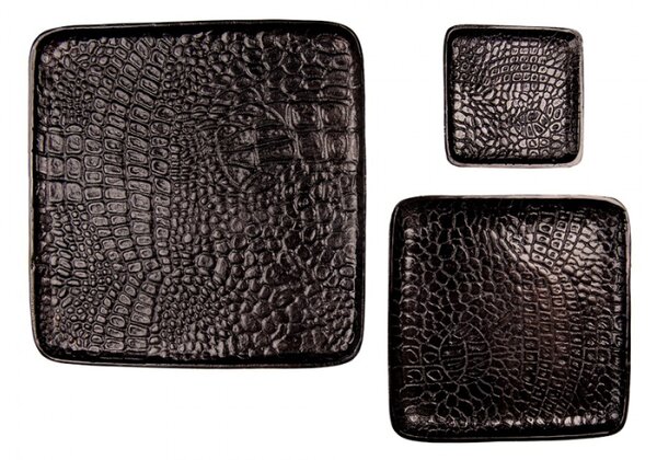 Dekorativní tác (sada 3 ks) Černá 36*36*2 / 26*26*2 / 15*15*2 cm – 36x36x2 / 26x26x2 / 15x15x2 cm