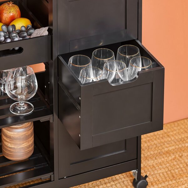 Sobuy Fkw79-Sch Kuchyňský Vozík Servírovací Vozík Černý 67 X 84,5 X 37 Cm
