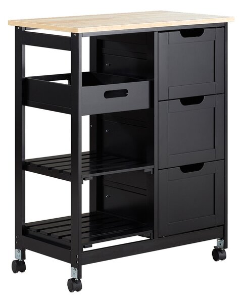 Sobuy Fkw79-Sch Kuchyňský Vozík Servírovací Vozík Černý 67 X 84,5 X 37 Cm