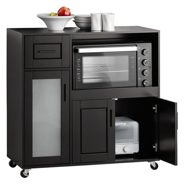 Sobuy Fsb78-Sch Příborník Kuchyňský Vozík Skříňka Do Mikrovlnky Kuchyňská Skříňka Černá 88,5X89X40Cm